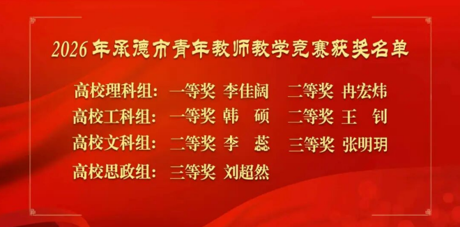 woo~我校7位“青椒”在承德市青年教师教学竞赛中喜获佳绩
